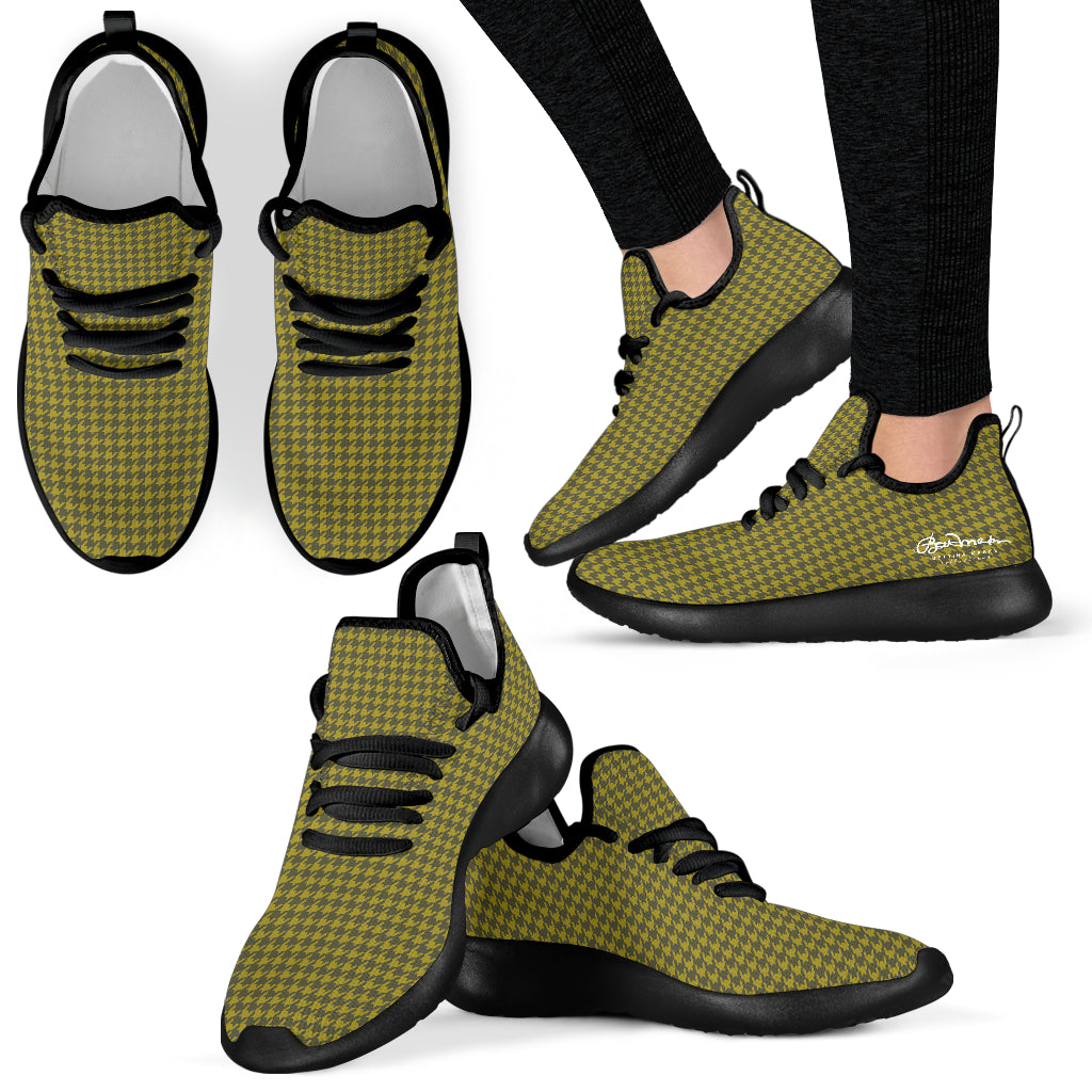 Olive Houndstooth Mesh Knit Sneakers