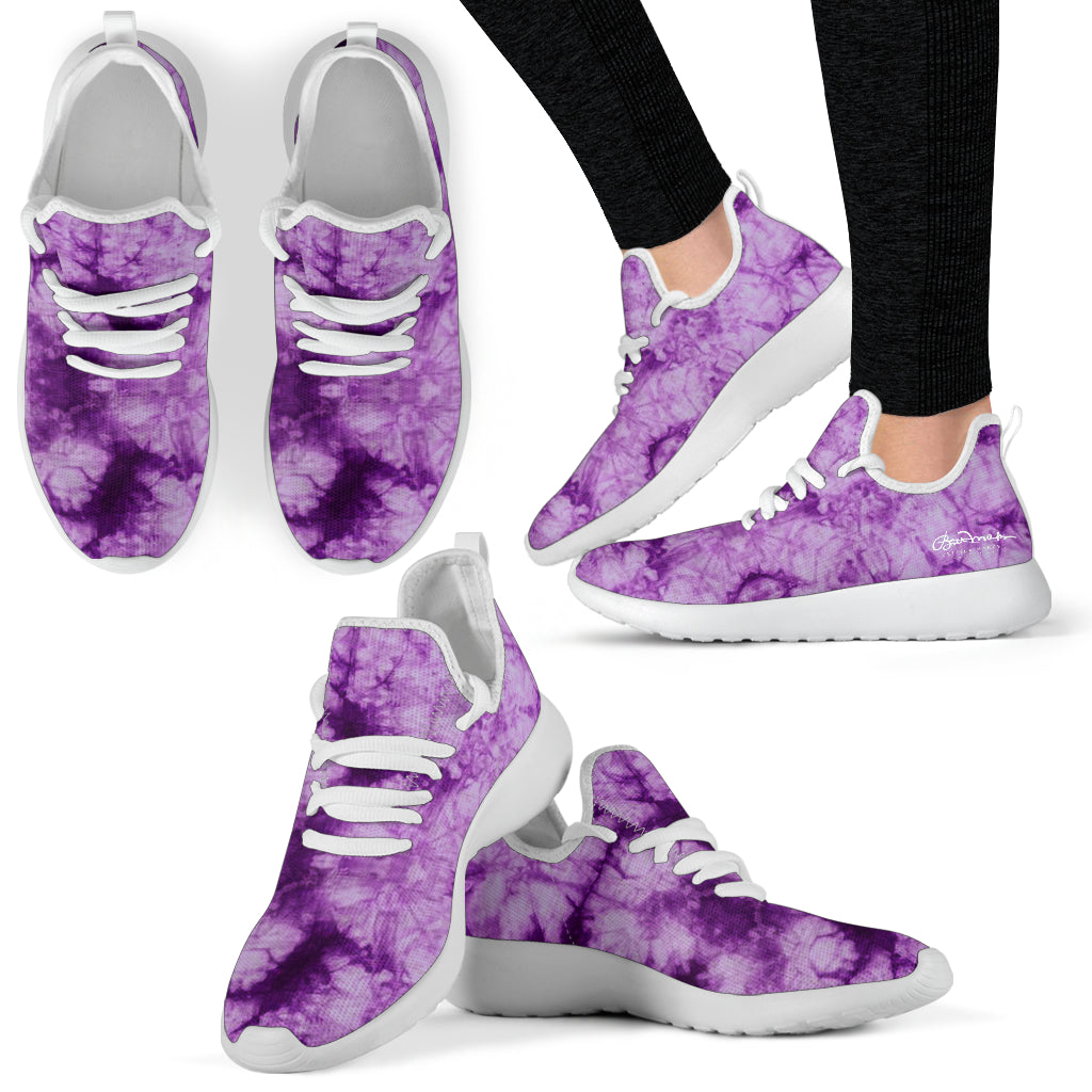 Purple Tie Dye Mesh Knit Sneakers