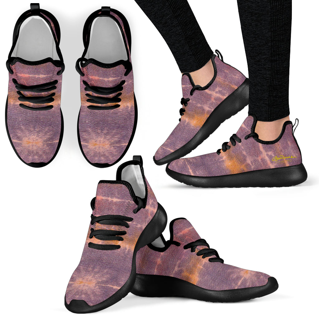 Purple Sunset Tie Dye Mesh Knit Sneakers