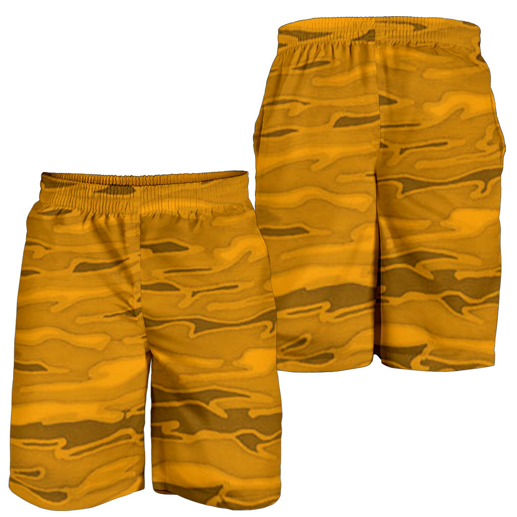 Burnt Yellow Camouflage Mens Shorts