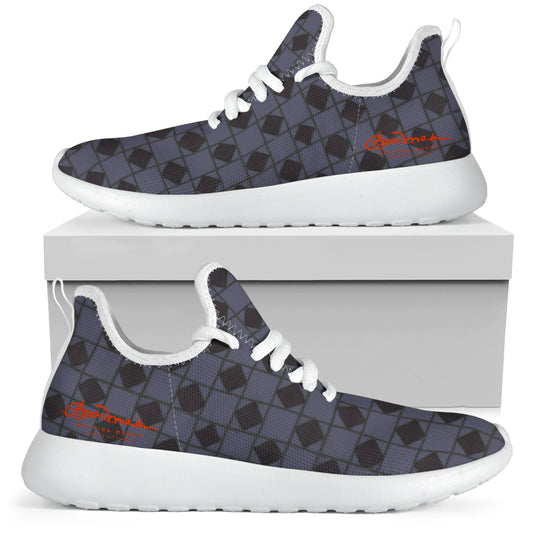 Slate Blue Checkerboard Optical Mesh Knit Sneakers