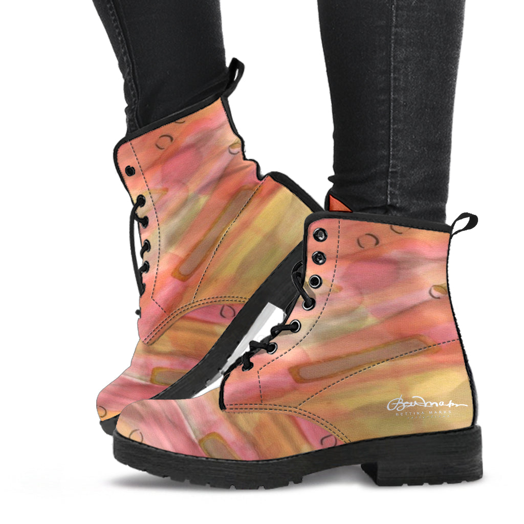 Dreamy Floral Leather Boots (Vegan)