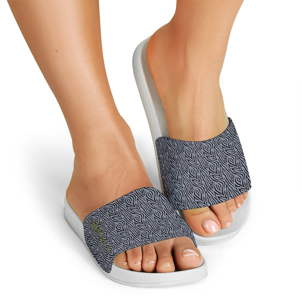 Grey Zebra Slide Sandal