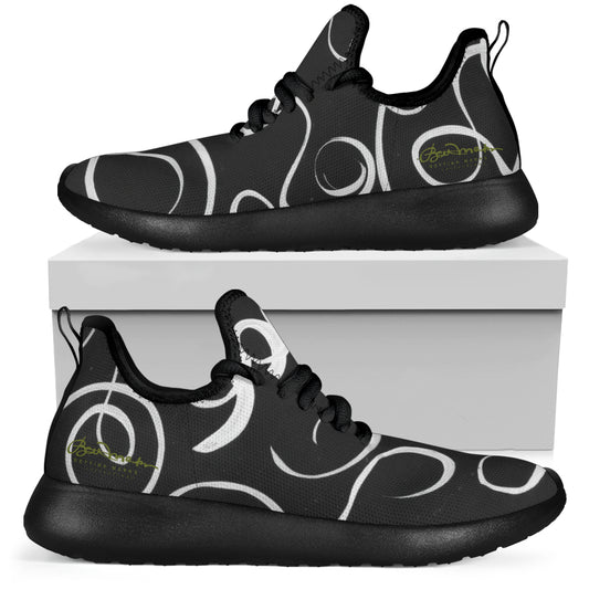 B&W Squiggles Mesh Knit Sneakers