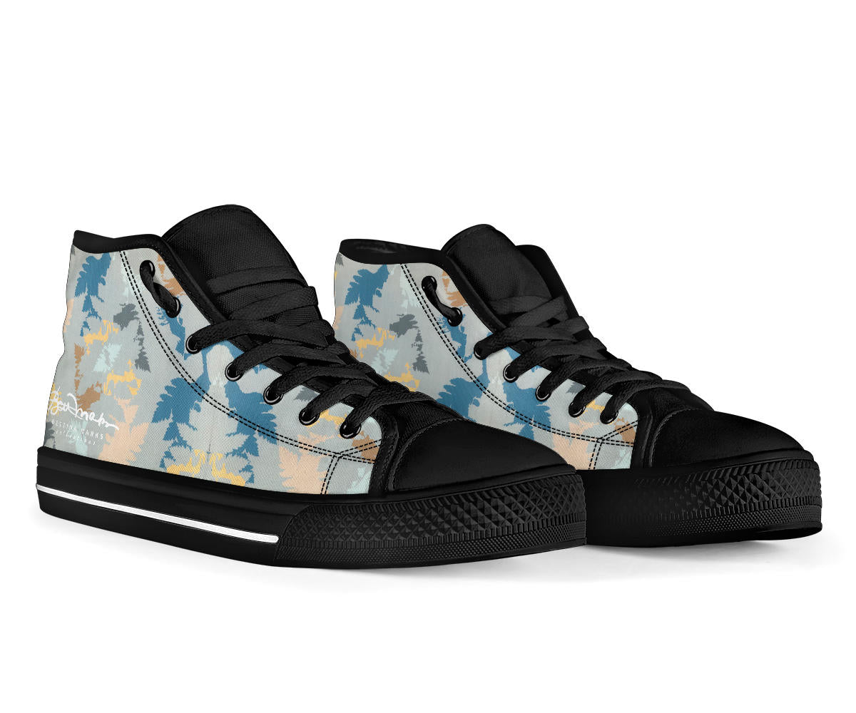 White side Abstract Forest High Top Sneakers