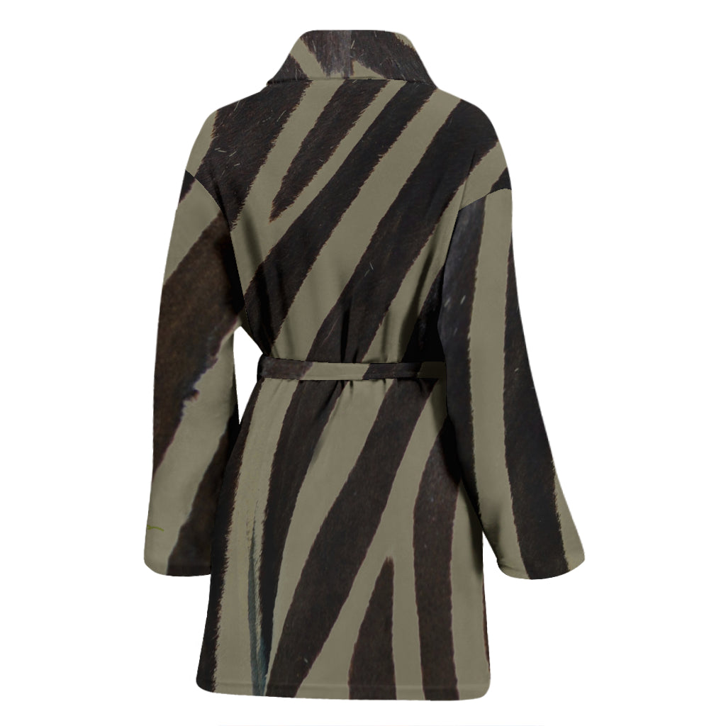 Khaki Zebra Bath Robe - Women