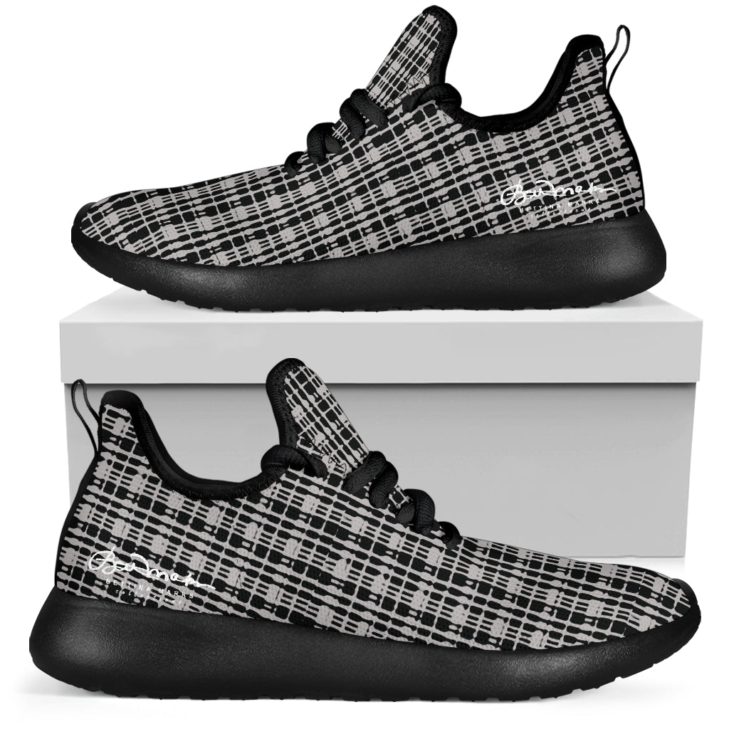 Grey Tight Plaid Mesh Knit Sneakers