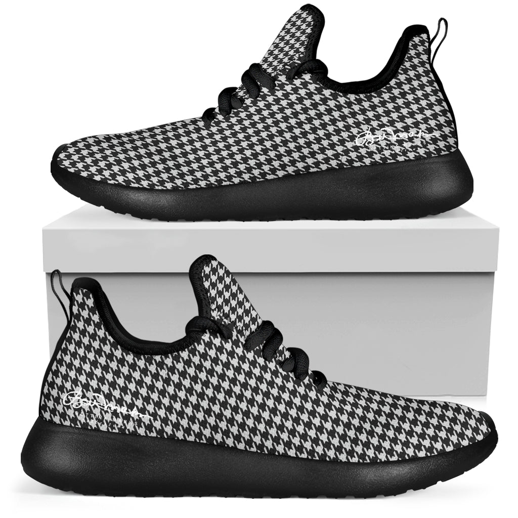 B&W Houndstooth Mesh Knit Sneakers