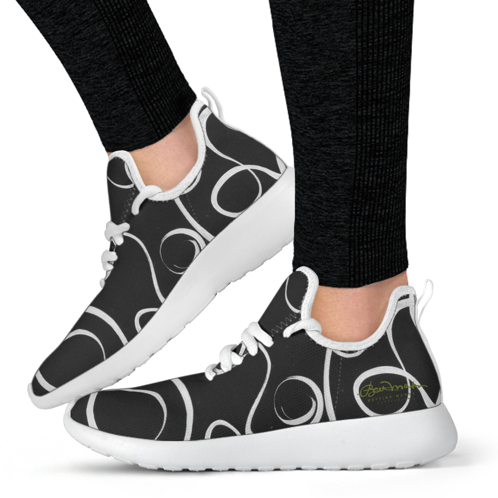 B&W Squiggles Mesh Knit Sneakers