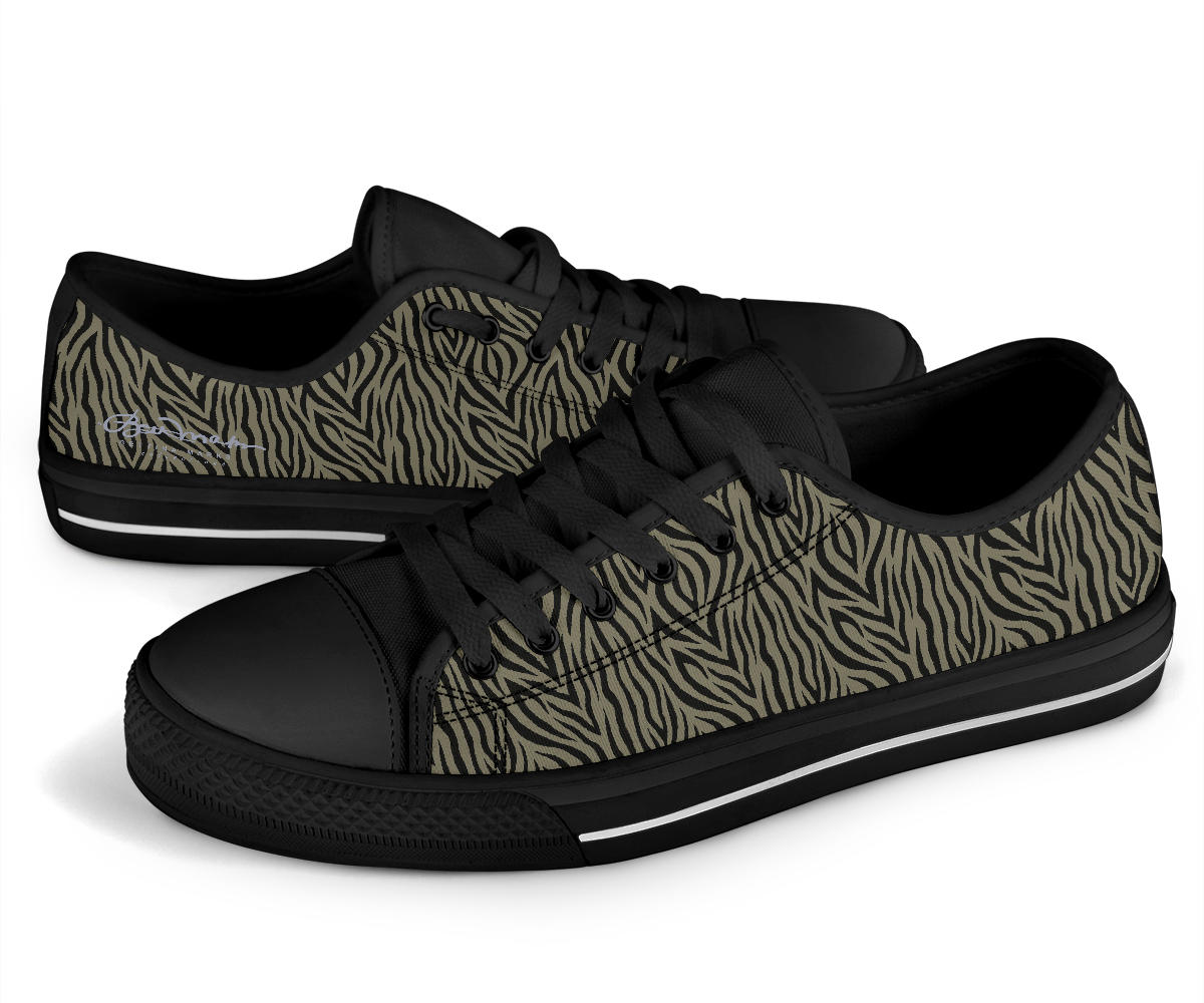 Khaki Zebra Low Top Sneakers