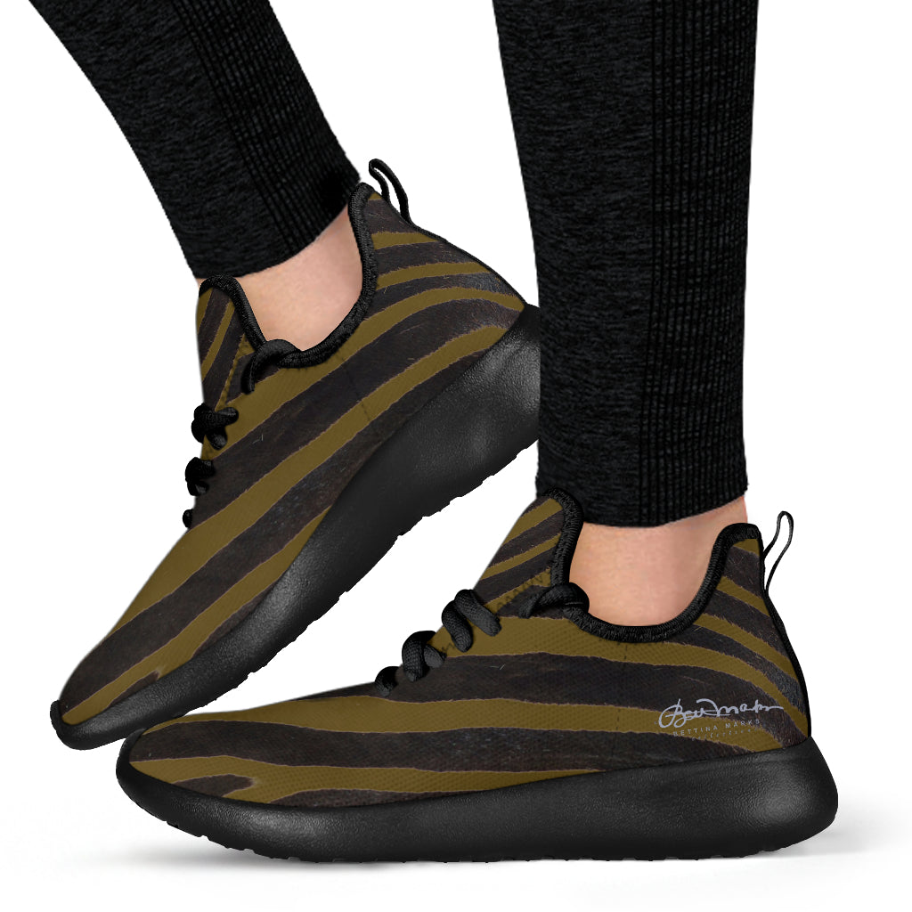 Olive Zebra Mesh Knit Sneakers