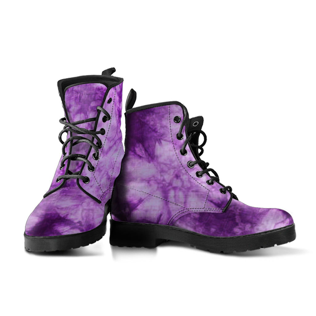 Purple Tie Dye Leather Boots (Vegan)