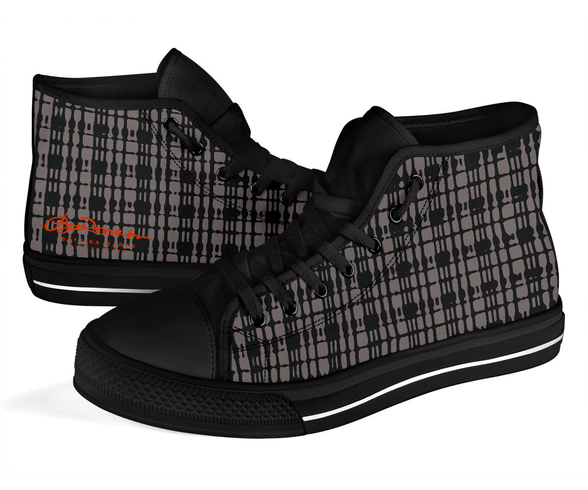 Black Tight Plaid High Top Sneakers