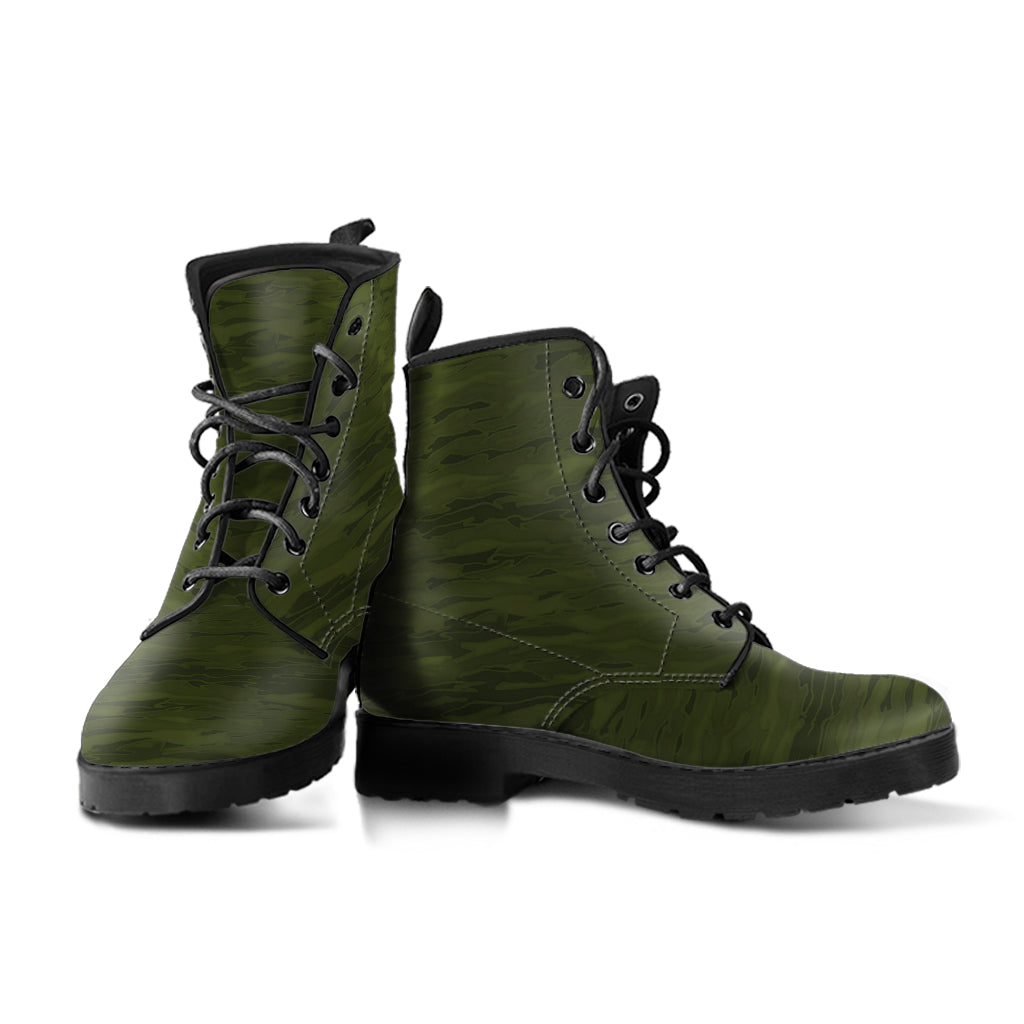 Army Camouflage Lava Leather Boots(Vegan)