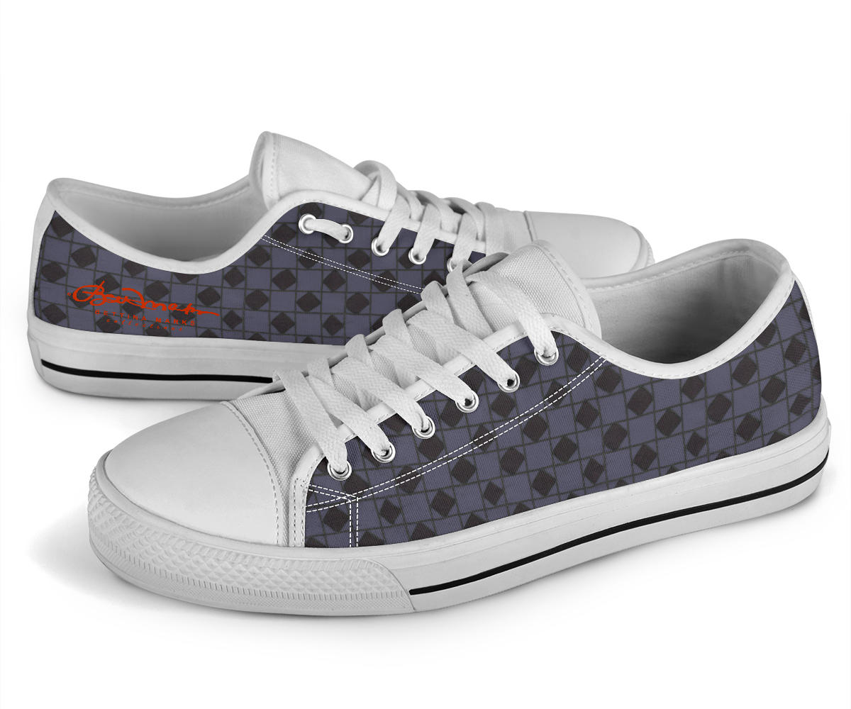 Slate Blue Optical Tight Plaid Low Top Sneakers