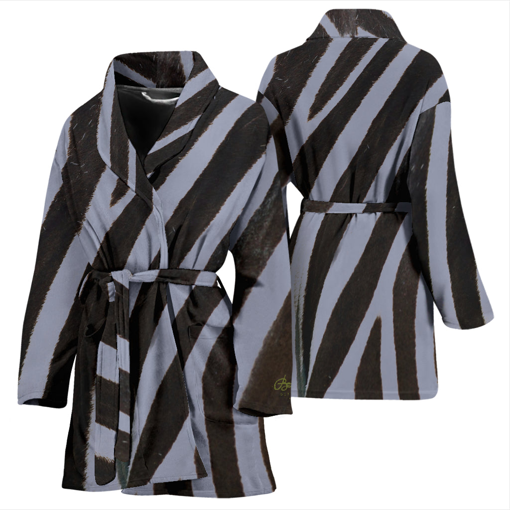 Grey Zebra Bath Robe - Women