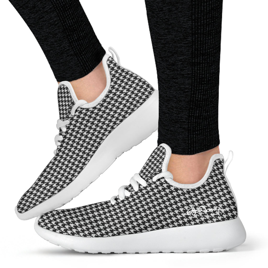 B&W Houndstooth Mesh Knit Sneakers