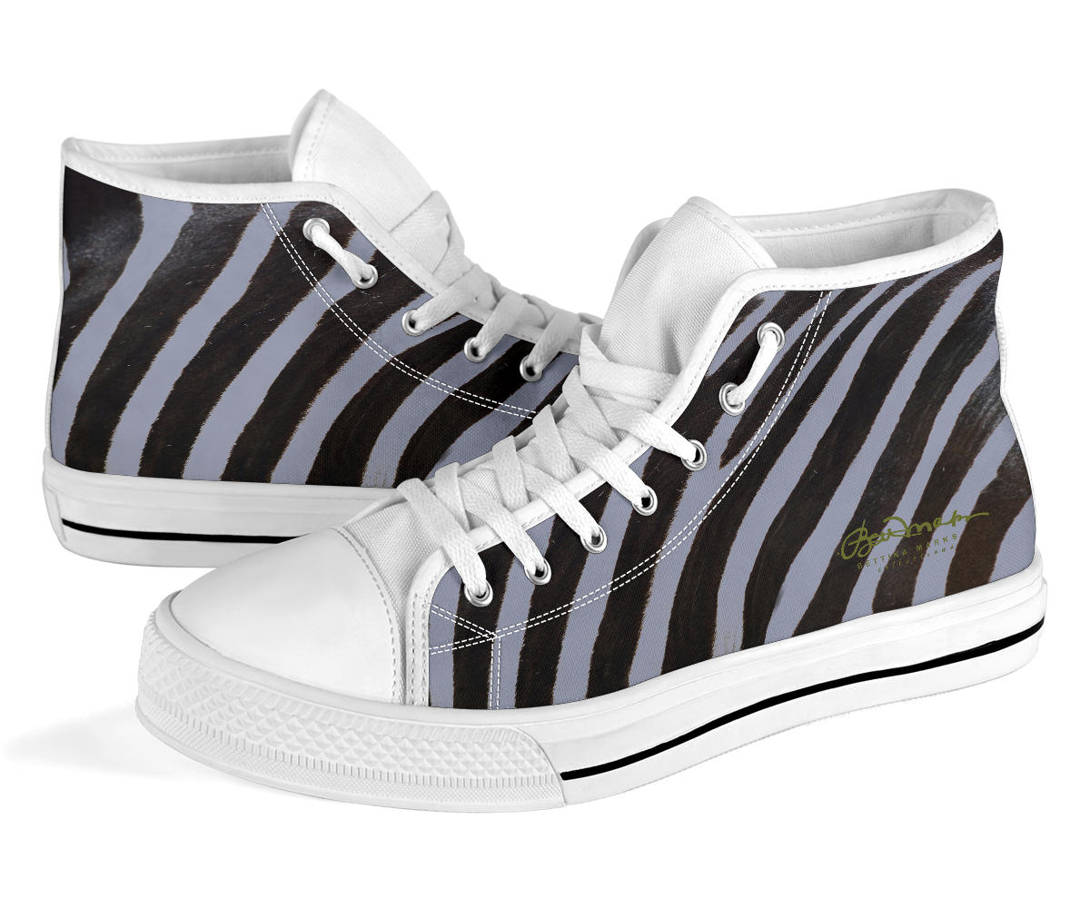 Grey Zebra High Top Sneakers