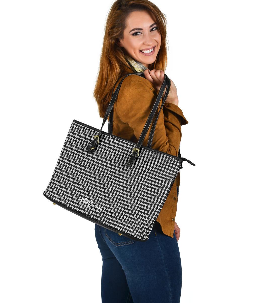 B&W Houndstooth Large Tote Bag