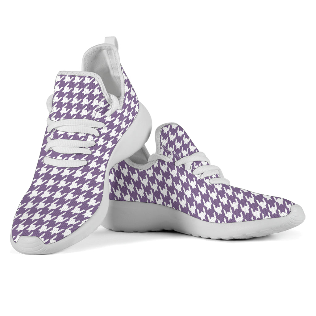 Lilac Houndstooth Mesh Knit Sneakers