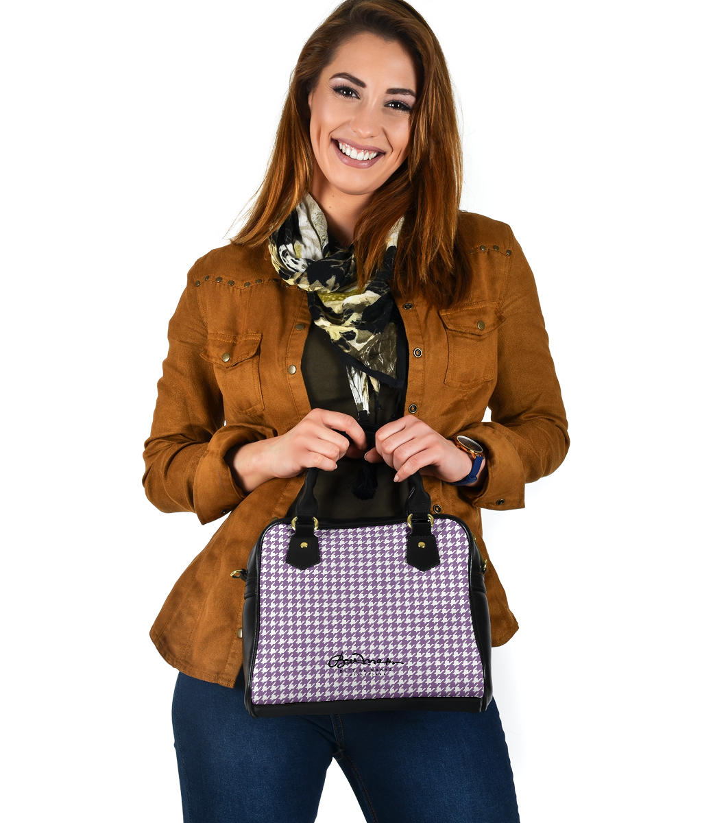 Lilac Houndstooth Hand Bag w Shoulder Strap