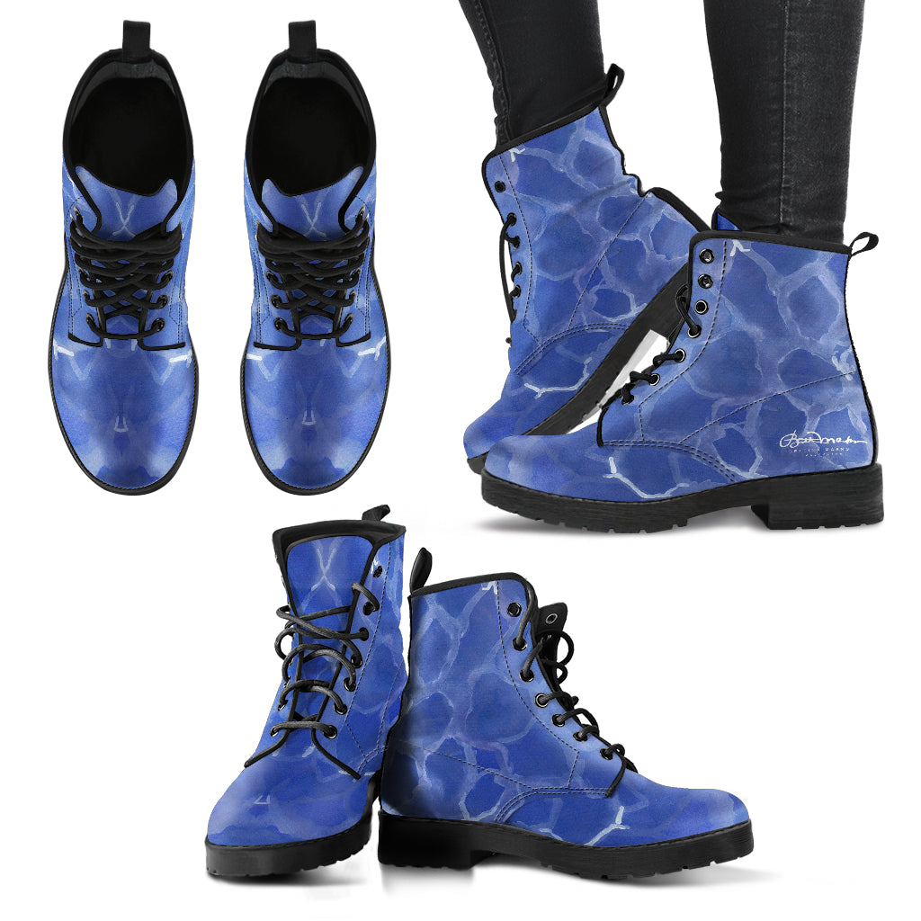 Blue Pool Leather Boots (Vegan)