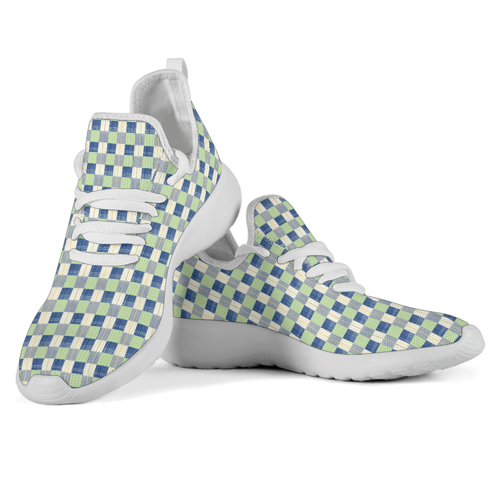 Checkerboard Plaid Mesh Knit Sneakers