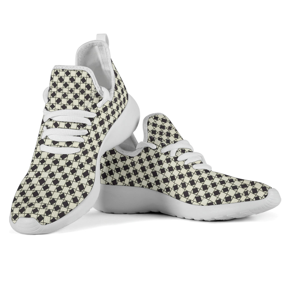 B&W Checkerboard Optical Mesh Knit Sneakers