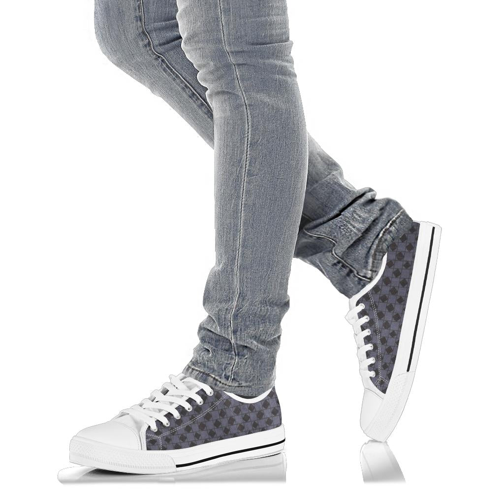 Slate Blue Optical Tight Plaid Low Top Sneakers