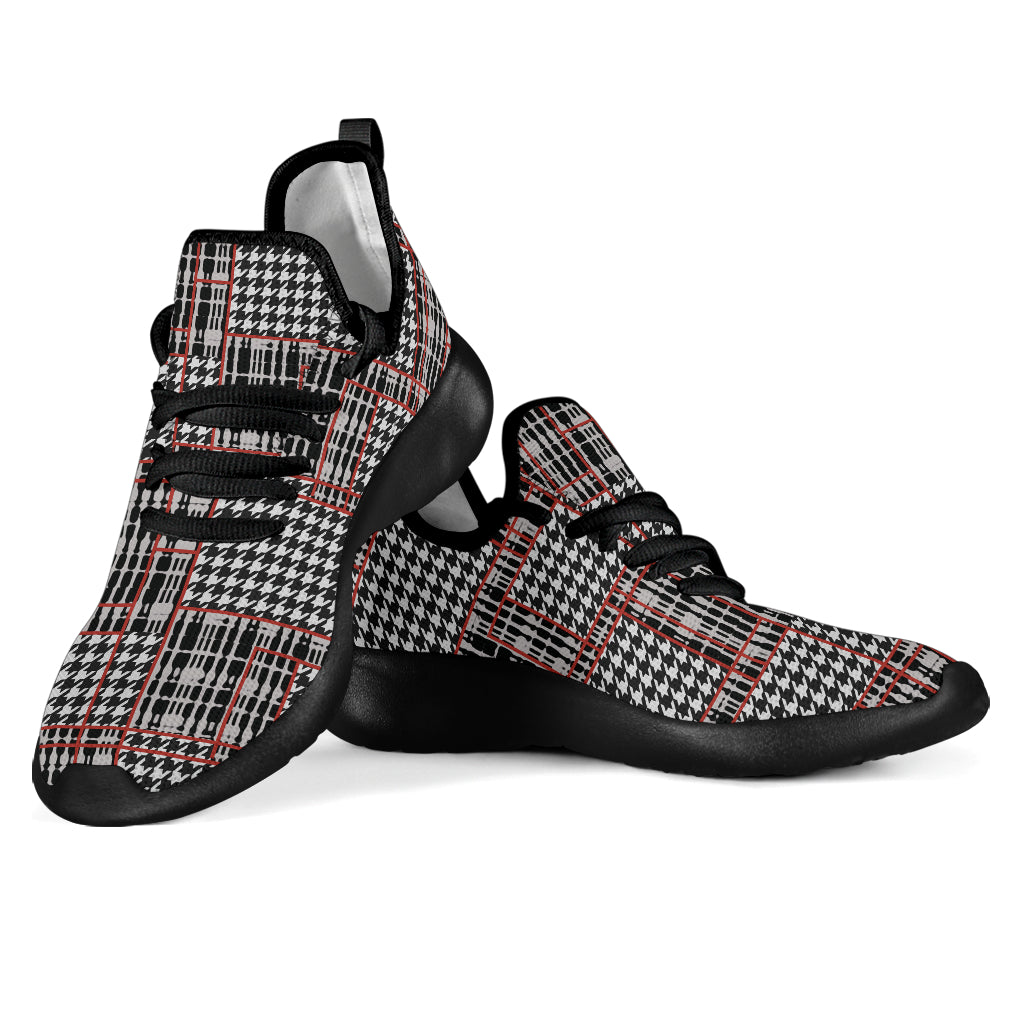 Plaid Houndstooth Mesh Knit Sneakers