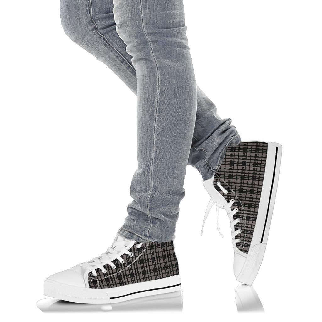 Black Tight Plaid High Top Sneakers