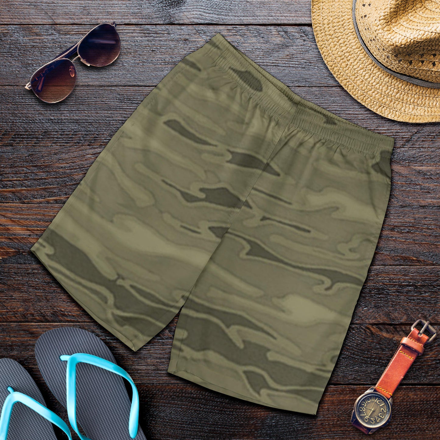 Green Army Camouflage Mens Shorts
