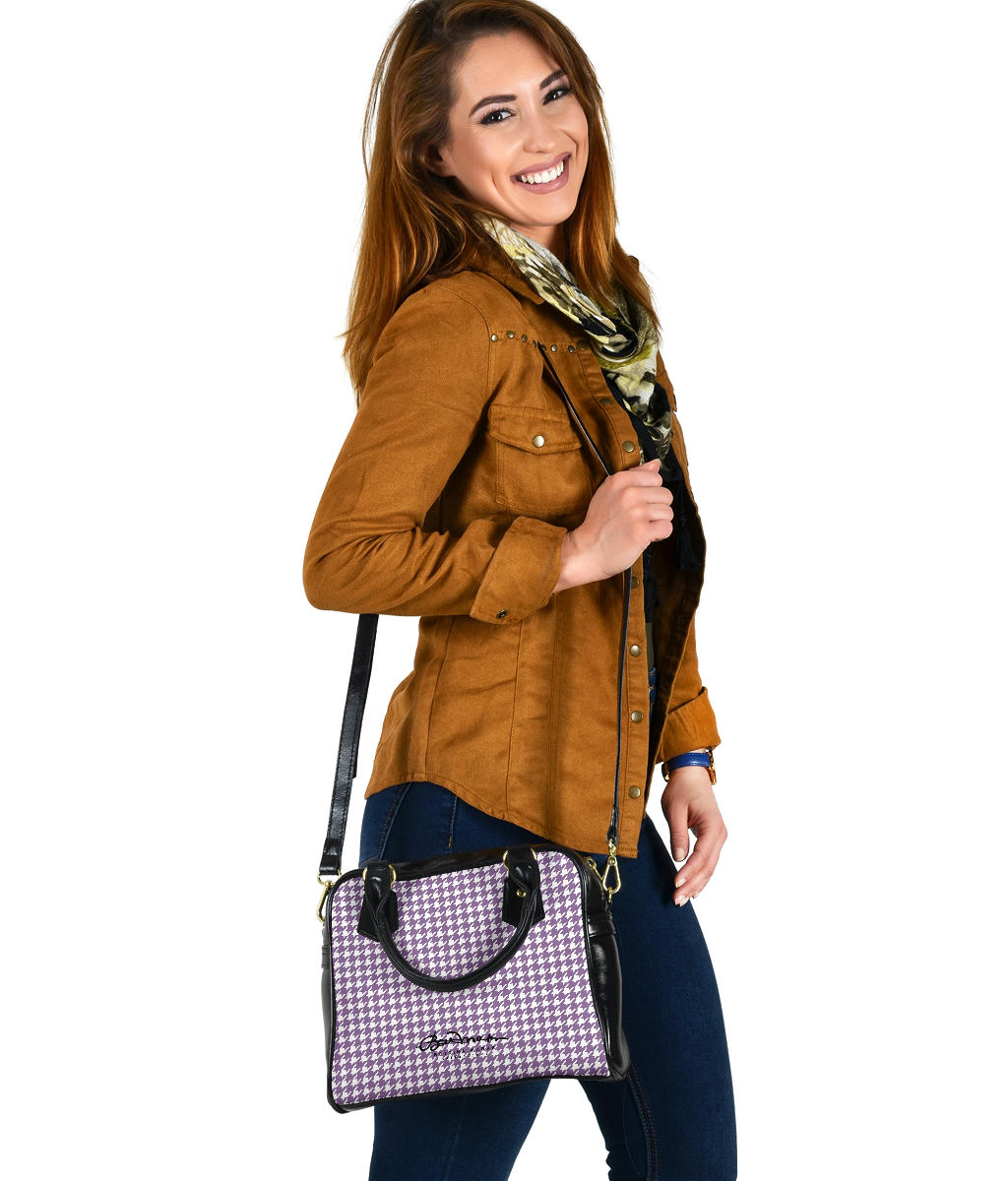 Lilac Houndstooth Hand Bag w Shoulder Strap