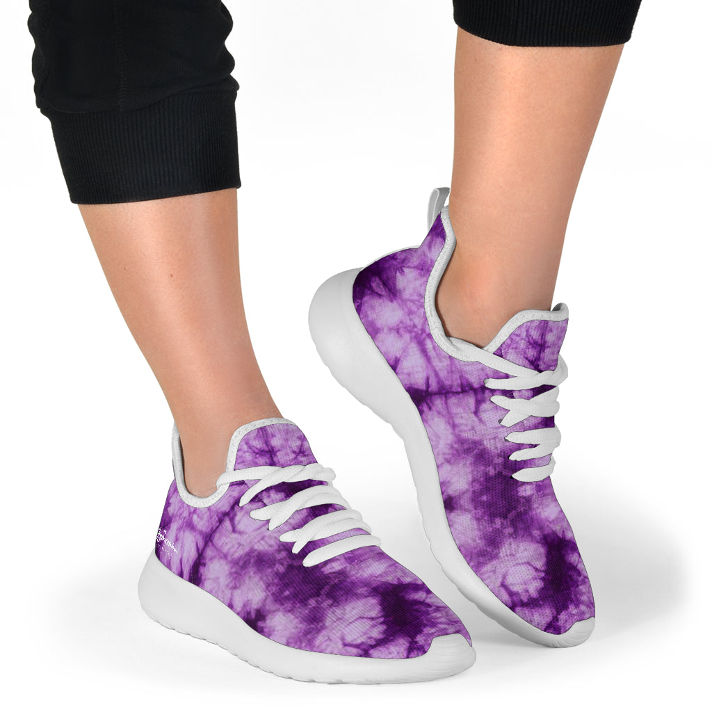 Purple Tie Dye Mesh Knit Sneakers