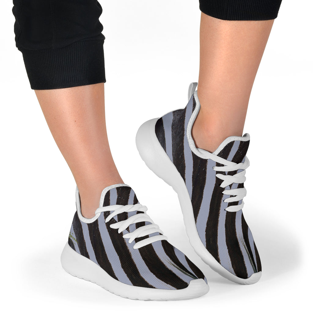 Grey Zebra Mesh Knit Sneakers