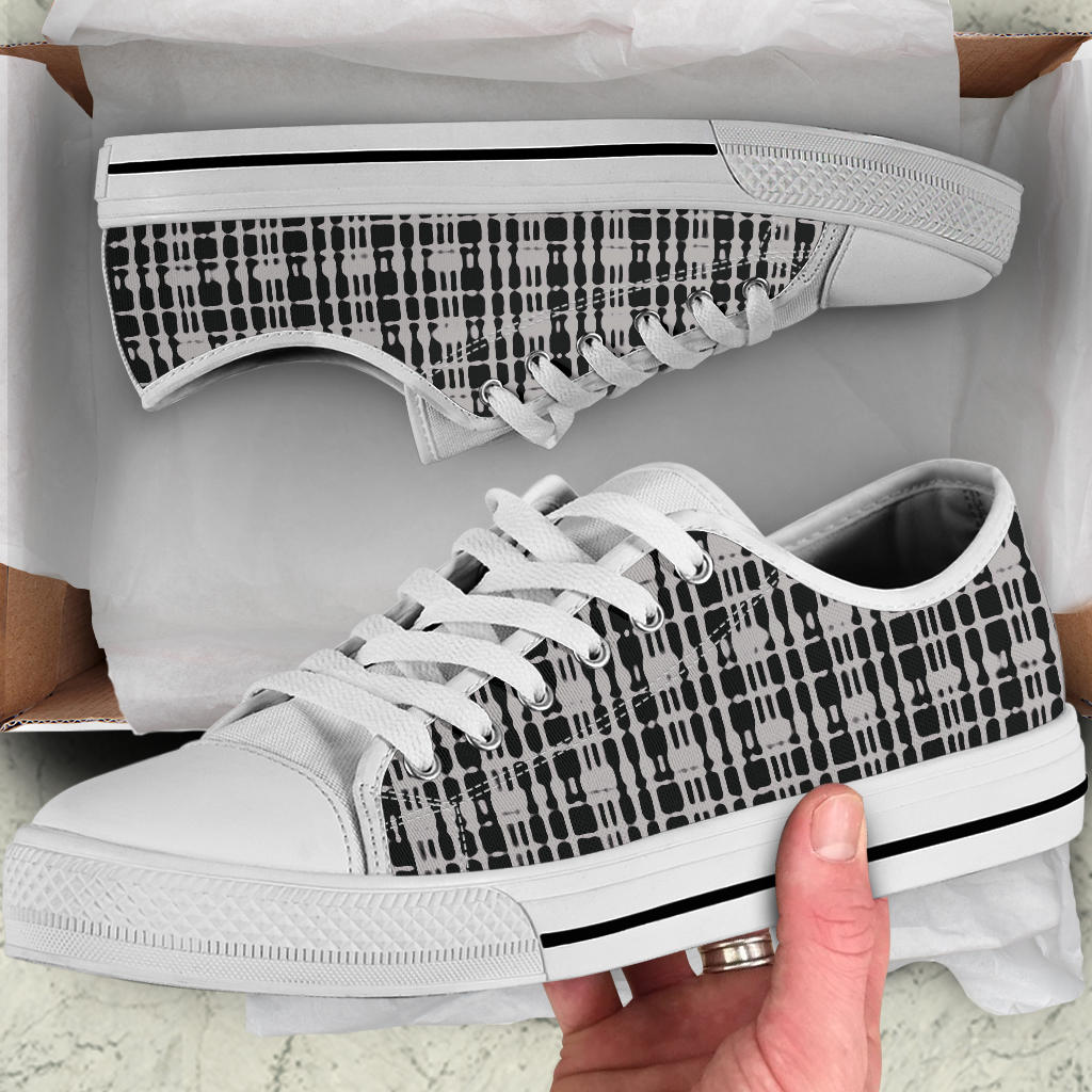 Grey Tight Plaid Low Top Sneakers