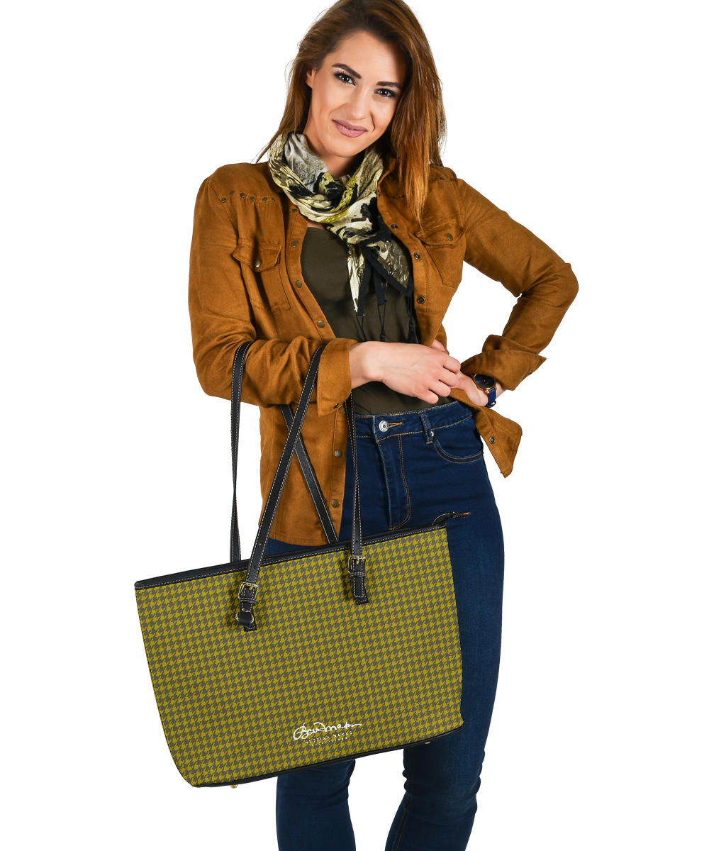 Yellow Houndstooth Large Tote Bag