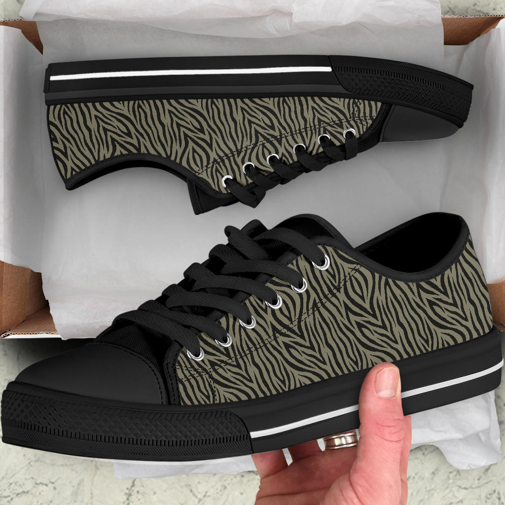 Khaki Zebra Low Top Sneakers
