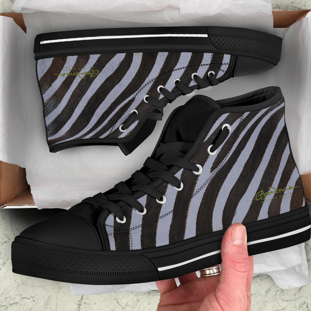 Grey Zebra High Top Sneakers