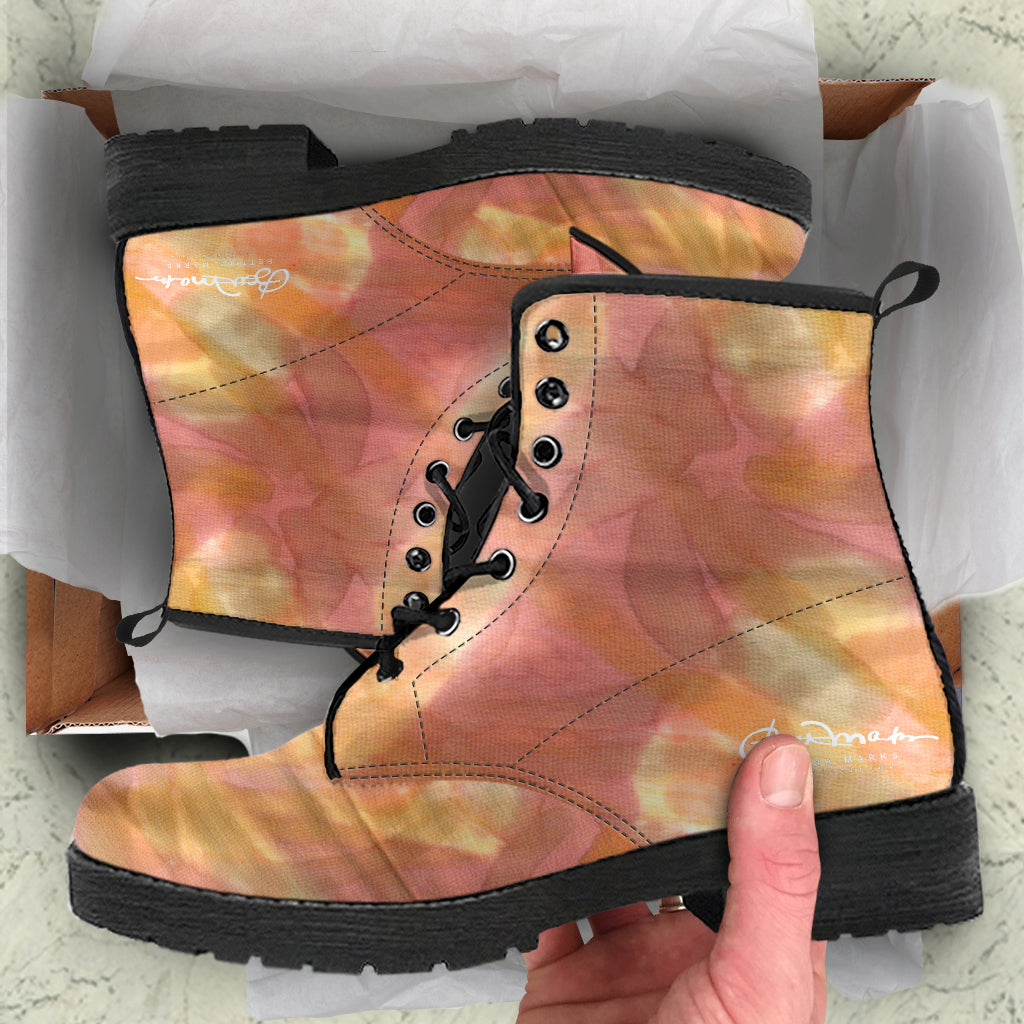 Watercolor Smudge Leather Boots (Vegan)