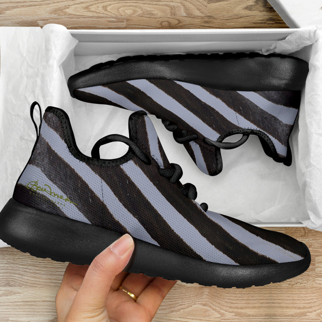 Grey Zebra Mesh Knit Sneakers