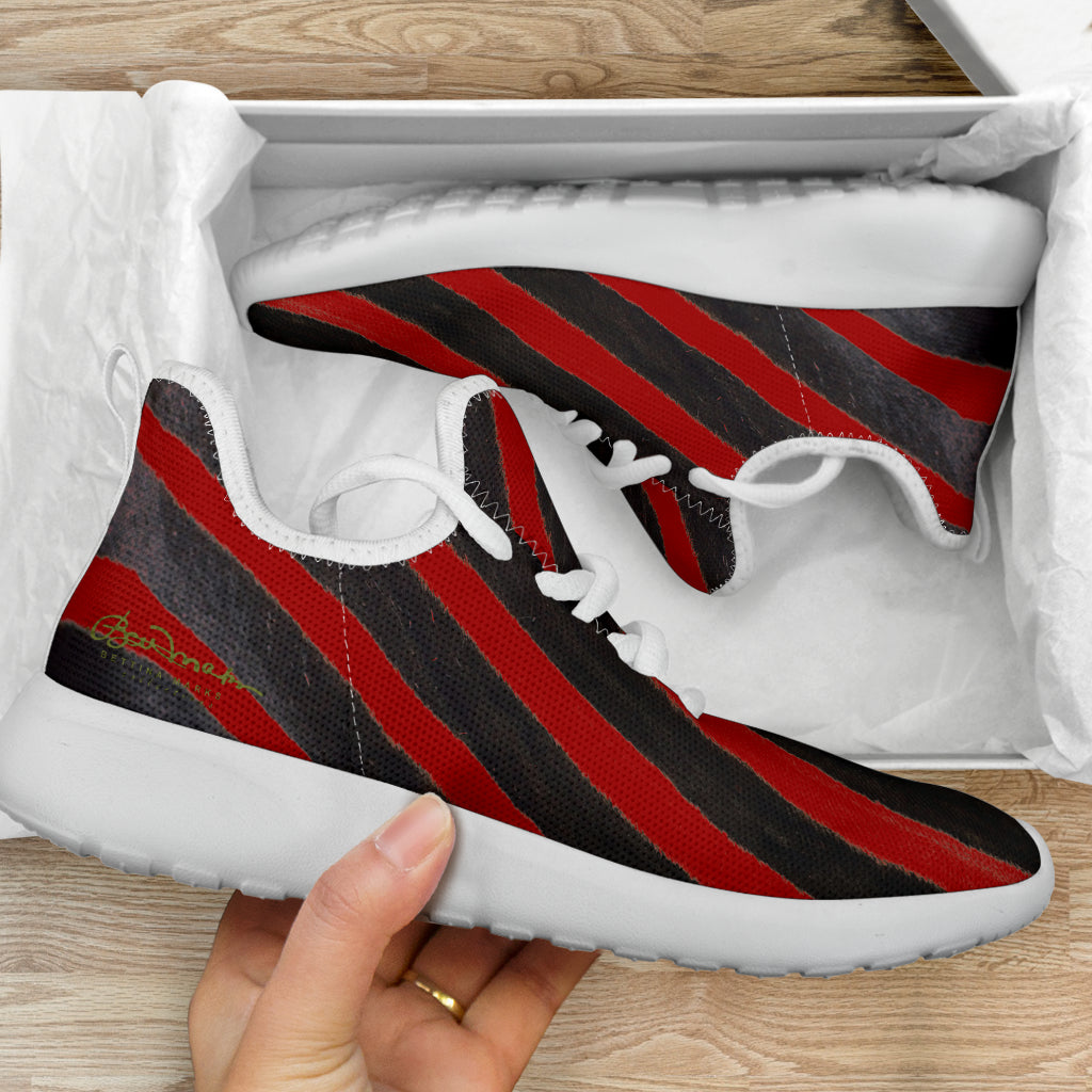 Red Zebra Mesh Knit Sneakers