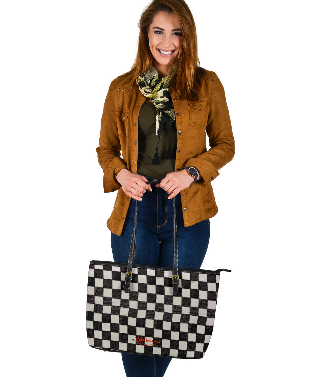 B&W Checkerboard Large Tote Bag