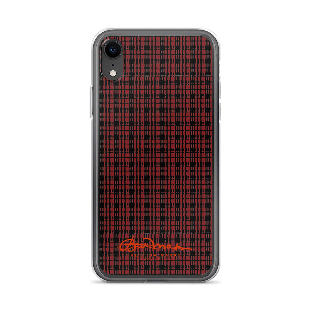 Black Red Tight Plaid iPhone Case