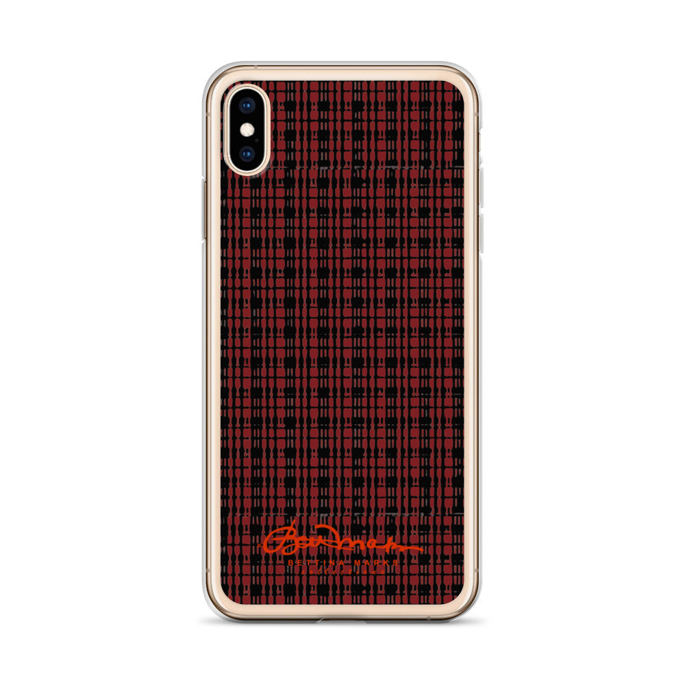 Black Red Tight Plaid iPhone Case