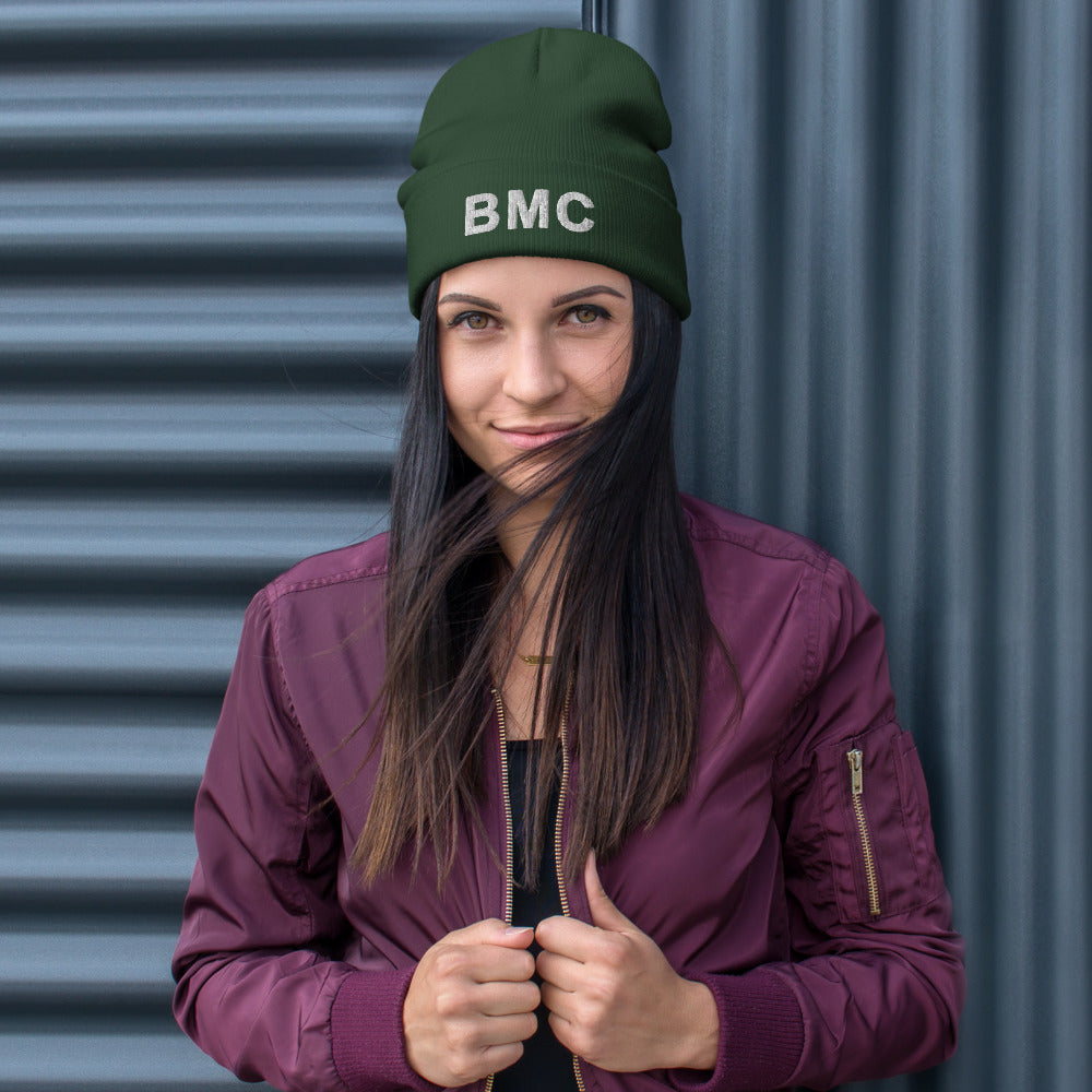 Dark Green Bettina Marks Collections LOGO Embroidered Beanie