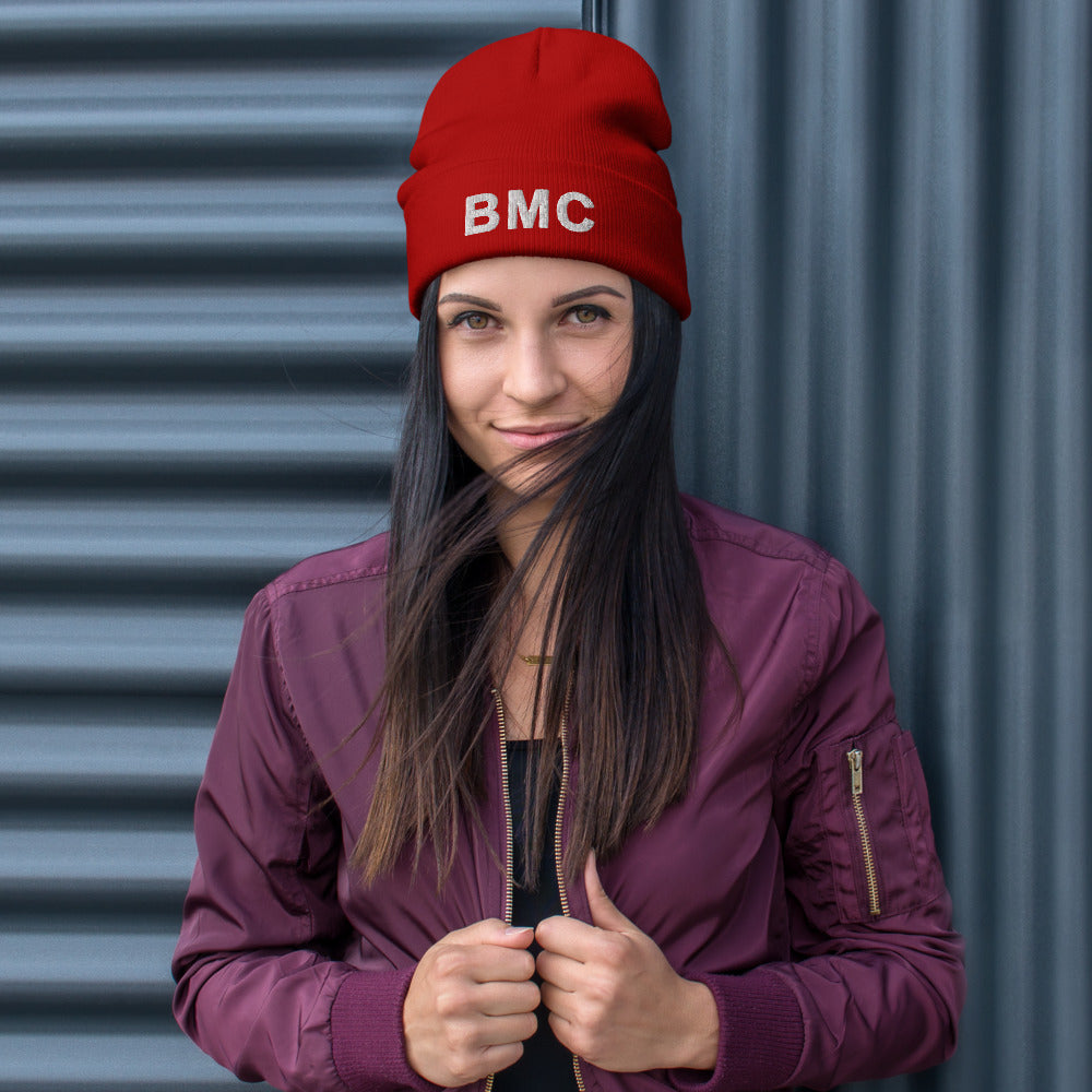 Red Bettina Marks Collections LOGO Embroidered Beanie