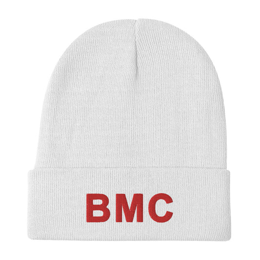 White Bettina Marks Collections LOGO Embroidered Beanie
