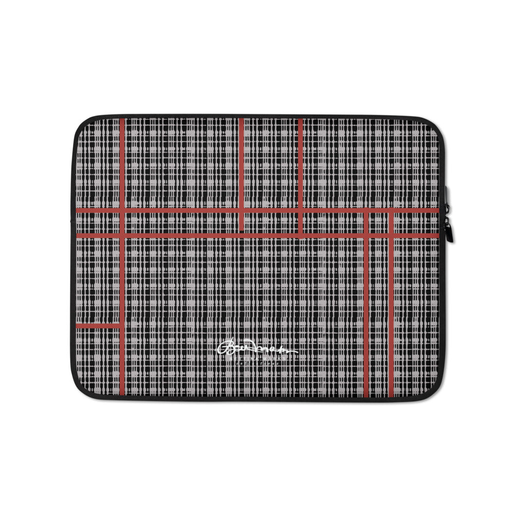 Grey Tight Plaid with Red Line Laptop Sleeve