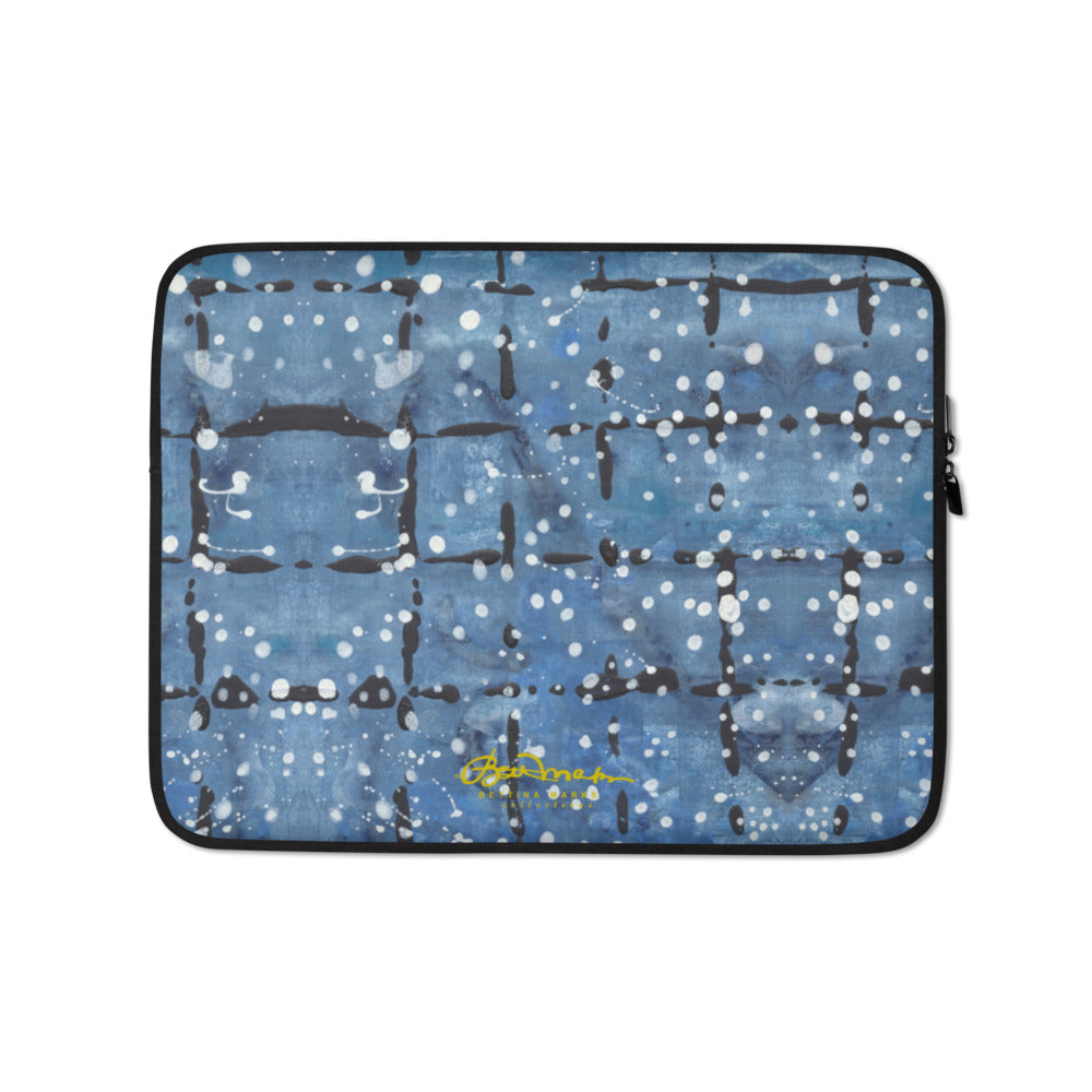 Blu&White Dotted Plaid Laptop Sleeve